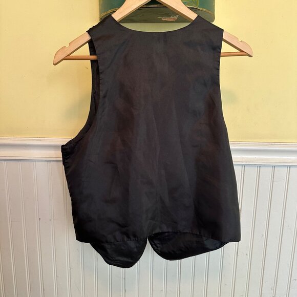 Forever 21 Black gold silver sequin vest hook closure M - Picture 2 of 6